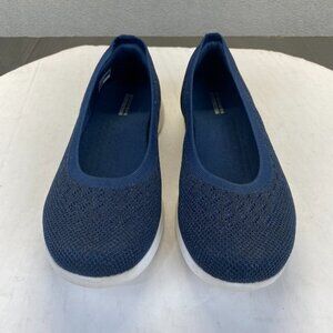 Skechers‎ GOGA MAT  Lite Vegan Washable Knit Skimmers Glimmer Navy Sneaker 8.5